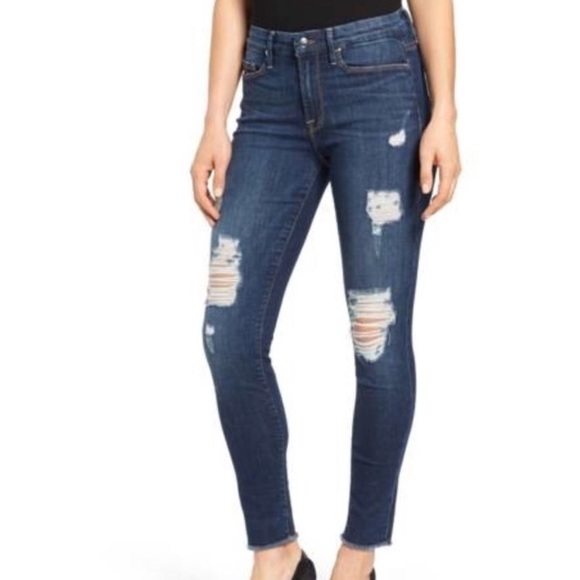 Good American Denim - GOOD AMERICAN High Waist Good Legs Distressed Jean